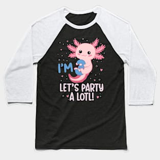 Funny 3rd Birthday I'm 3 Years Old lets party Axolotl Baseball T-Shirt